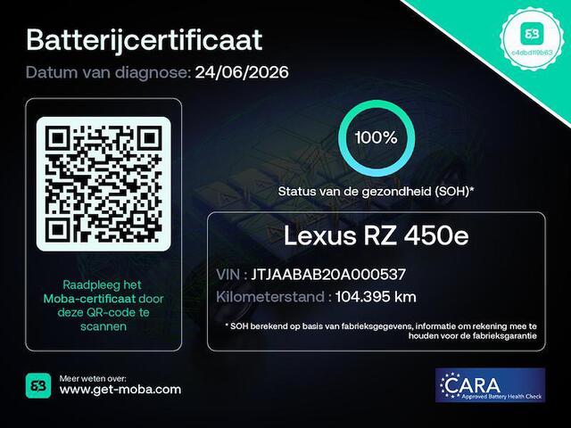 Lexus RZ 450e Executive Line 71 kWh | 100% S.O.H | CAMERA | AFN-TRHAAK | ACC | STOEL+STUUR/VERW | BLINDSPOT |