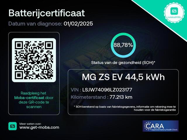 MG ZS MG EV LUXERY 45 kWh ACCU 89 % !! BIJNA 2020.PANODAK.KEYLESS.1e EIG. CARPLAY NAVI. GARANTIE TOT 2 JAAR*
