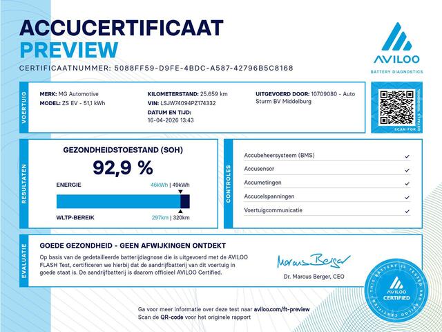 MG ZS MG EV EV Standard Range Luxury 50 kWh SoH 93% NL-Auto incl. Trekhaak!