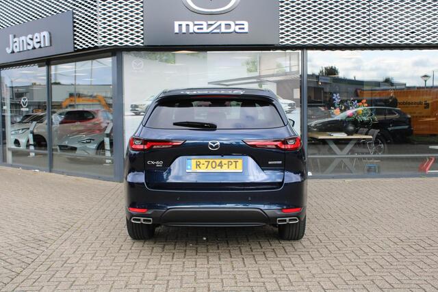Mazda CX-60 2.5 e-SkyActiv PHEV Exclusive-Line , Automaat, CS Pack, DA Pack, P Pack, Adap. Cruise, Leder, Stoelverwarming, Stoelverkoeling, Stuurverwarming, Bose, 360 Camera, Clima, Navi, Apple Carplay, Elektrische klep, LMV 20 Inch, Schuif/kanteldak