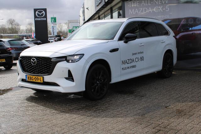 Mazda CX-80 2.5 e-SkyActiv PHEV Homura 6p. , Demo Auto, 1000 KM, Demovoordeel ¤11.940,-, Adap.Cruise, Bose, Navi, Apple Carplay, 360 Camera, HUD, Stoelverwarming/ventilatie, LMV 20 Inch