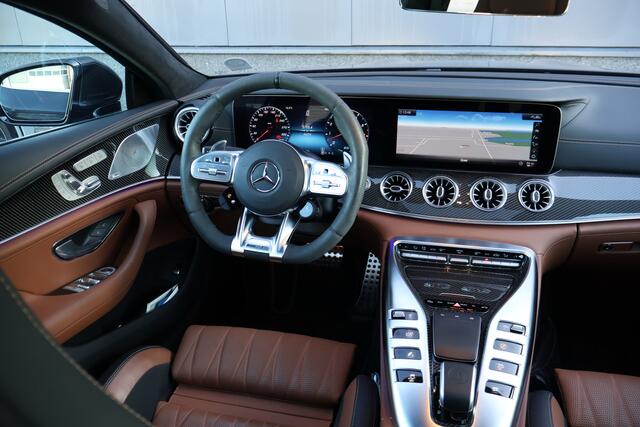 Mercedes-Benz AMG-GT 4-Door Coupe AMG 53 4MATIC+ Premium Plus I Performance stoelen I Achteras besturing I Luchtvering I Schuifdak I 360 camera I Distronic I Burmester I Head-up I Carbon pakket I I Nederlandse auto I 4 zitter I 1e eigenaar I Bruin leder I BTW auto I
