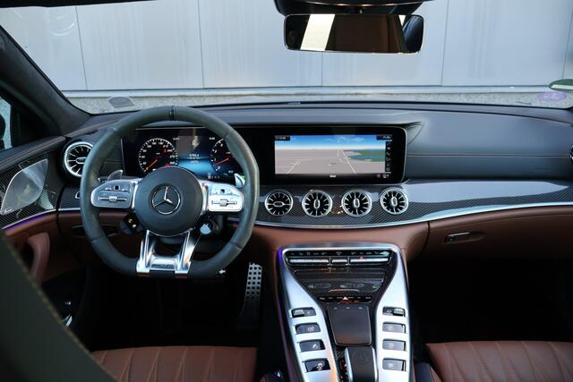 Mercedes-Benz AMG-GT 4-Door Coupe AMG 53 4MATIC+ Premium Plus I Performance stoelen I Achteras besturing I Luchtvering I Schuifdak I 360 camera I Distronic I Burmester I Head-up I Carbon pakket I I Nederlandse auto I 4 zitter I 1e eigenaar I Bruin leder I BTW auto I