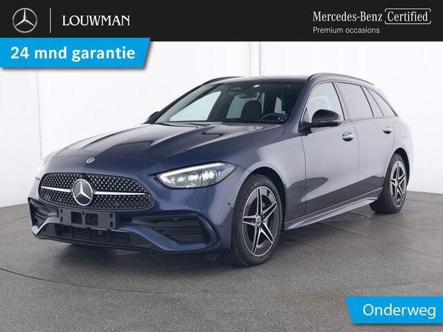 Mercedes-Benz C-KLASSE Estate 300 e AMG Plug-In Hybride AMG Line | Night Pakket | Trekhaak | Panorama Schuif-Kanteldak | Stuur en Stoelverwarming. Inclusief 24 maanden Mercedes-Benz Certified garantie voor Europa.