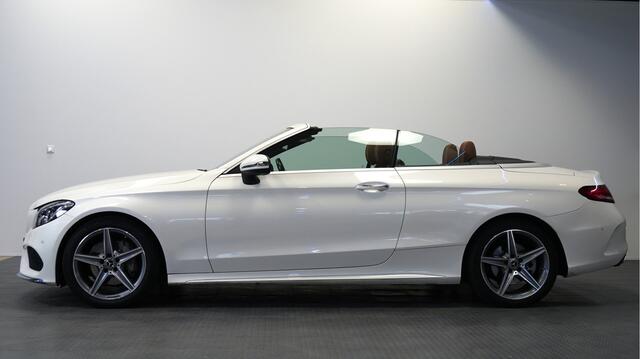 Mercedes-Benz C-KLASSE Cabrio 200 135kW/184pk Aut9 Prestige AMG-Line COMAND + LEER + AIRSCARF + CRUISE + DODHOEKMELDER + LANE ASSIST + STOELVERWARMING + MULTIBEAM LED + KEYLESS ENTRY&GO + EL.STOELVERSTELLING + PARKSENSOREN V&A + 18" LM-VELGEN!!