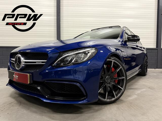 Mercedes-Benz C-KLASSE Estate AMG 63 S PANO/SCHAALSTOELEN/BURMESTER/HEAD-UP/20"BRABUS/360CAMERA/ACC/DISTRONIC/BRILJANTBLAUW/NET GROTE 100DKM BEURT GEHAD BIJ MERCEDES DEALER/UNIEKE AUTO