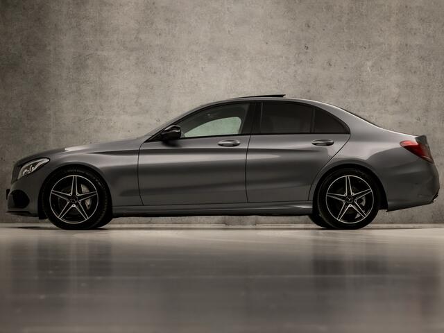 Mercedes-Benz C-KLASSE 180 AMG Sport 157Pk Automaat (DUBBEL PANORAMADAK, NAVIGATIE, LEDER, BURMESTER, ELEK SPORTSTOELEN, ZWART HEMEL, CAMERA, DODEHOEK ASSISTENT, NIEUWE APK, NIEUWSTAAT)