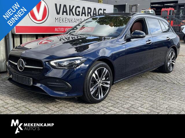 Mercedes-Benz C-KLASSE Estate 300 e Luxury Line 18"/Panoramadak/Trekhaak/Laser LED/Leder + memory l + r/Stoel + stuurverwarming/360 camera/Keyless/Adaptieve cruise/Dodehoek/Sfeerverlichting