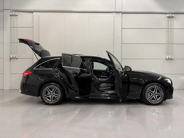 Mercedes-Benz C-KLASSE Estate 300 e AMG Line PANO/TREKHAAK/CAMERA/LEER-ALCANTARA SPORTST/LED/ACC/AMBIENT-PLUS/DODE-HOEK/OBSIDIANSCHWARZ METALLIC/VOLLEDIG MERCEDES DEALER HISTORIE