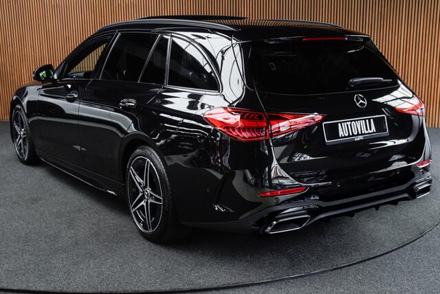 Mercedes-Benz C-KLASSE Estate 180 AMG Line Panodak Leer 360° Memory Distronic+ Matrix Laser Navi LED Nightpack Elektr. trekhaak PTS Ambient Plus Elekt. achterklep LM velgen BTW auto!