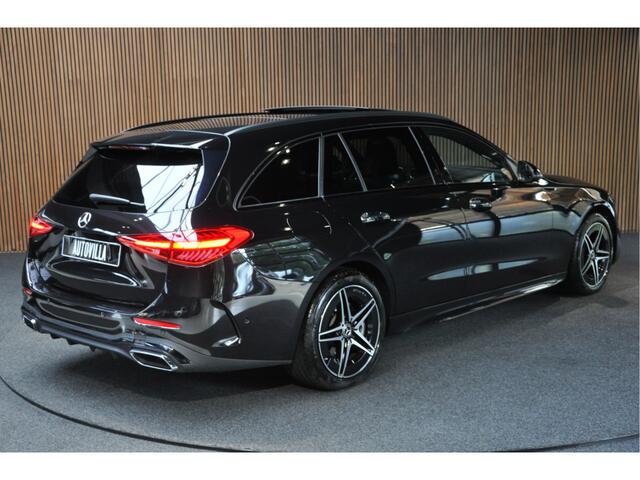 Mercedes-Benz C-KLASSE Estate 300e AMG Line Panodak HUD Leer 360° Burmester Memory seats Distronic+ Matrix LED Laser Navi LED Nightpack PTS Ambient Elekt. achterklep Elektr. trekhaak Climate voor & achter LM velgen BTW auto!