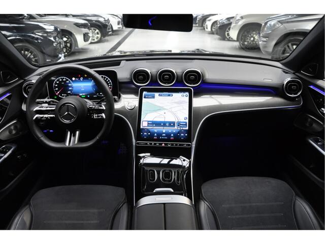 Mercedes-Benz C-KLASSE Estate 300e AMG Line Panodak HUD Leer 360° Burmester Memory seats Distronic+ Matrix LED Laser Navi LED Nightpack PTS Ambient Elekt. achterklep Elektr. trekhaak Climate voor & achter LM velgen BTW auto!