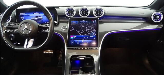 Mercedes-Benz C-KLASSE Estate 300 e AMG Line: Pano / schuifdak, HUD, elec verst stoelen met geheugen, stoelverw en ventilatie, eco ass, act stuur ass, act rijstrook ass, act rem ass, act spoor ass, act dode hoek ass, verkeersteken ass, verkeerslicht weergave, park ass, wasstraa