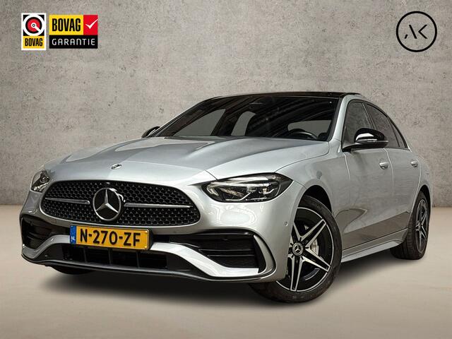 Mercedes-Benz C-KLASSE 300 e AMG Line 279Pk Automaat (PANORAMADAK, APPLE CARPLAY, GROOT NAVI, BURMESTER, CAMERA, SPORTSTOELEN, SFEERVERLICHTING, STOELVERWARMING, NIEUWSTAAT)