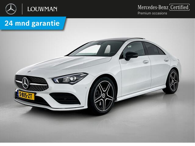 Mercedes-Benz CLA-KLASSE 200 AMG-Line | Night pakket | Panorama schuif/kanteldak | Sfeerverlichting | parkeerpakket + camera achter | Spiegelpakket | Stoelverwarming | KEYLESS GO-comfortpakket Inclusief 24 maanden MB Certified garantie voor Europa.