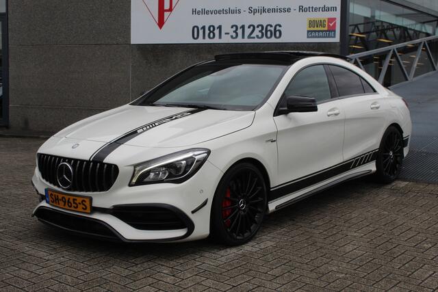 Mercedes-Benz CLA-KLASSE 45 AMG 4MATIC 381pk Panoramadak/Schaalstoelen/Navigatie/Achteruitrijcamera/Performance uitlaat/Elektrische best. stoel met geheugen/Sfeerverlichting/Keyless/Stoelverwarming/Inklapbare spiegels/Dodehoek detectie/Apple carplay/Led koplampen