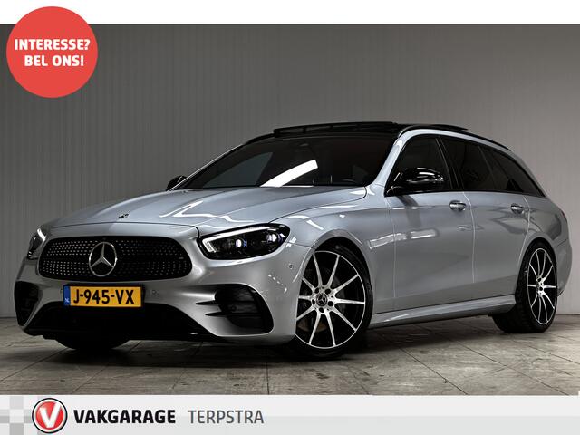 Mercedes-Benz E-estate 200 Business Solution AMG/ Trekhaak/ Wide-Screen/ Keyless/ Panorama-Dak/ Adaptive Cruise/ 19'' LMV/ Matrix-LED/ 360° Camera/ Dode-Hoek DET./ Stoelverw./ Zwarte-Hemel/ Elek. Stoel(en).