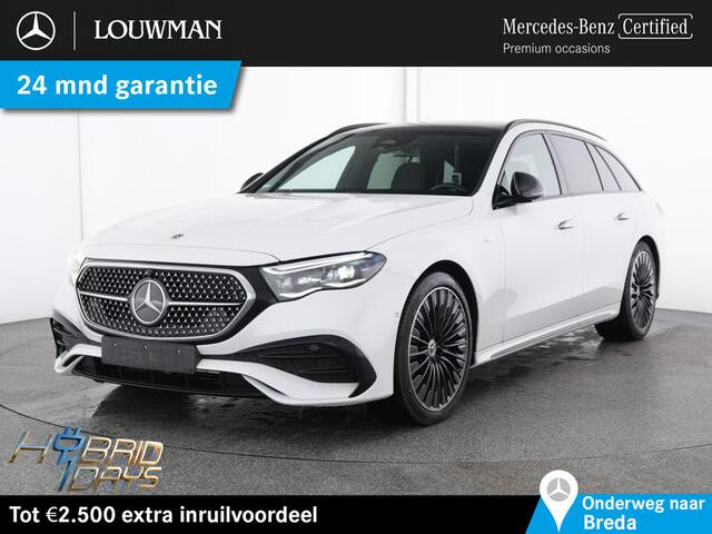 Mercedes-Benz E-estate 300 e AMG Line AMG Line | Night Pakket | Panorama Schuif-Kanteldak | MBUX Superscreen | 20 Inch AMG Velgen | Trekhaak \ Memory Pakket Voorstoelen. Inclusief 24 maanden Mercedes-Benz Certified garantie voor Europa.