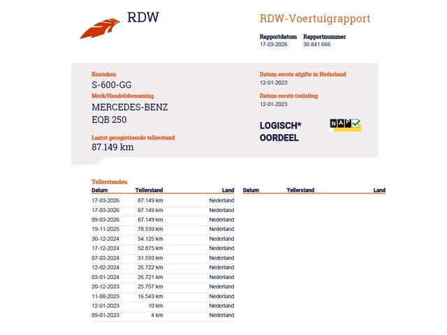 Mercedes-Benz EQB 250 7 Persoons 69kWh Stoelverwarming 1/2 Leder Navi Ecc Camera Cruisecontrol Apple Carplay Android Auto Pdc Business Line DAB Bluetooth Elek.Achterklep Led Lmv Dodehoekassistent DAB+ Rijstrooksensor 1e Eigenaar Dealeronderhouden Origineel Nederlandse Auto