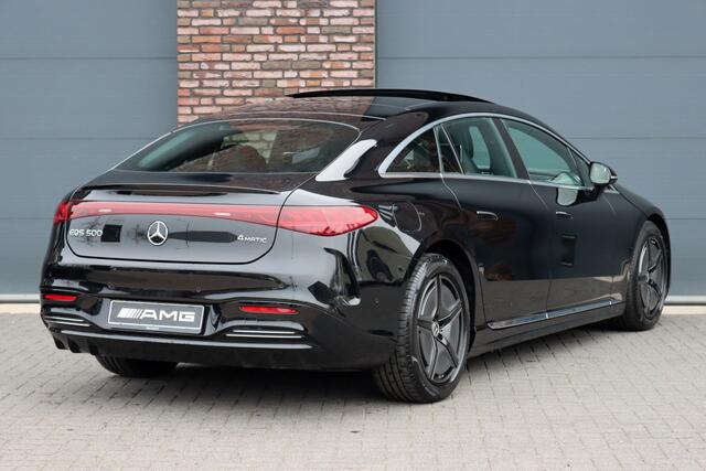 Mercedes-Benz EQS 500 4MATIC AMG Line 108 kWh | Luchtvering | Achterasbesturing | Distronic+ | Memory | Nekverwarming | Massage | Entertainment Achter+ | Verwarmd Stuurwiel | HUD | Burmester | Panoramadak | Digital Light |