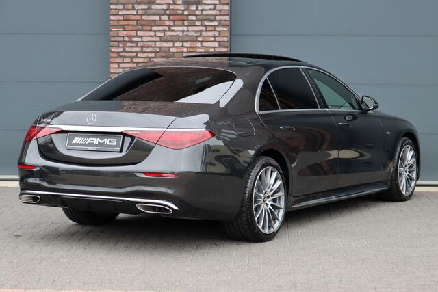 Mercedes-Benz S-KLASSE 450 e Lang AMG Line | Achterasbesturing | Luchtvering | Chauffeurspakket | Distronic+ | Burmester | Nekverwarming | Stoelventilatie | Massage | MBUX Tablet | 3D-Display | HUD |