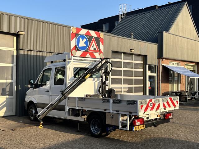 Mercedes-Benz SPRINTER 513 CDI 366 Hiab Laadkraan 018T Trekhaak 2000 kg Airco 6 persoons uitvoering Open laadbak Pick-up Euro 6 Verkeersbord Actiebord Pijlenbord Bakwagen P-up Tachograaf 1e eigenaar ex gemeente