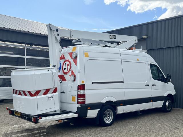 Mercedes-Benz SPRINTER 516 160pk Hoogwerker 14 meter Euro 6 Pto Omvormer Verkeersbord Bedieningspaneel Kastinrichting Airco Cruise control Tachograaf Steunpoten Telefoonverbinding