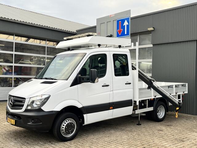 Mercedes-Benz SPRINTER 514 CDI 366 Hiab Laadkraan 018T Trekhaak 3500kg Airco 6 persoons uitvoering Open laadbak Pick-up Euro 6 Verkeersbord Actiebord Pijlenbord Bakwagen P-up Tachograaf 1e eigenaar ex gemeente