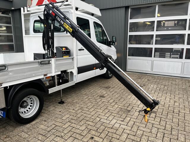Mercedes-Benz SPRINTER 514 CDI 366 Hiab Laadkraan 018T Trekhaak 3500kg Airco 6 persoons uitvoering Open laadbak Pick-up Euro 6 Verkeersbord Actiebord Pijlenbord Bakwagen P-up Tachograaf 1e eigenaar ex gemeente