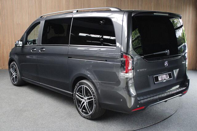 Mercedes-Benz V-KLASSE 300d 4M Lang DC AMG-line 360 Burmester Panoramadak Distronic Carplay Carbon Black Pack Leer PTS Elektr. schuifdeuren Elektr. achterklep Alcantara binnenhemel Memory seats Stoelverwarming LM velgen