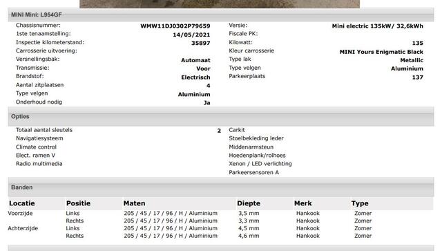 Mini Electric Mini MINI Yours 135KW / 33 kWh Comfort plus / Driving Ass./ Leder / Navigatie / Pdc+Camera / Harman Kardon / 100% Elektrisch, 100% Stijlvol