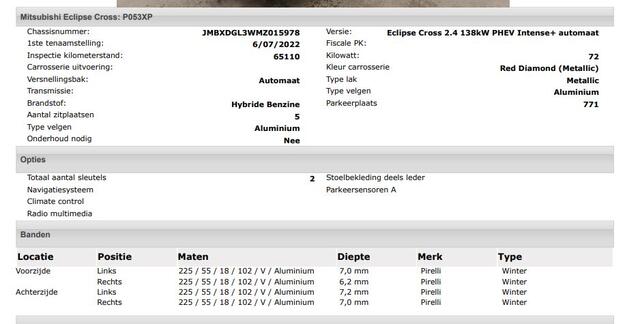 Mitsubishi ECLIPSE Cross 2.4 PHEV Intense+ Hybride / Navigatie / 1/2 Leder / Pdc. / Airco-ecc./ Radio multimedia / Apk 07-2026
