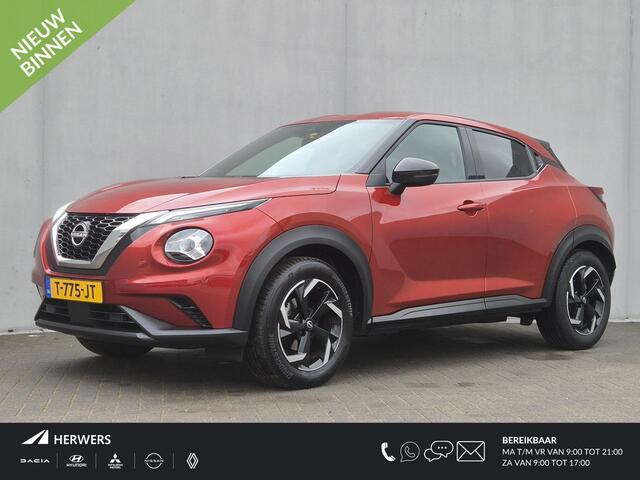 Nissan JUKE 1.0 DIG-T N-Connecta Handgeschakeld / Dealer onderhouden / Trekhaak vast / Navigatie via Apple Carplay of Android Auto / Achteruitrijcamera / Trekgewicht 1250 kg / Cruise control / Keyless Entry/Start / Climate control /