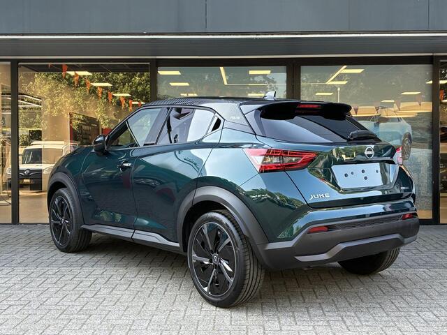Nissan JUKE 1.6 Hybrid Pulse FAP aero velgen NIEUW UIT VOORRAAD LEVERBAAR | Bose geluidsinstallatie | Lederen bekleding | Parkeersensoren voor- en achter | Adaptieve Cruise Control | Apple CarPlay & Android Auto | Climate Control | 10 jaar fabrieksgarantie