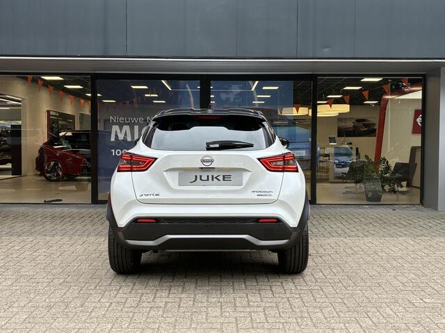 Nissan JUKE 1.0 DIG-T N-Design NIEUW UIT VOORRAAD LEVERBAAR | Verwarmbaar stuurwiel | Voorruitverwarming | Stoelverwarming | Navigatiesysteem | Apple CarPlay & Android Auto | Parkeersensoren voor- en achter | Climate Control | 10 jaar fabrieksgarantie