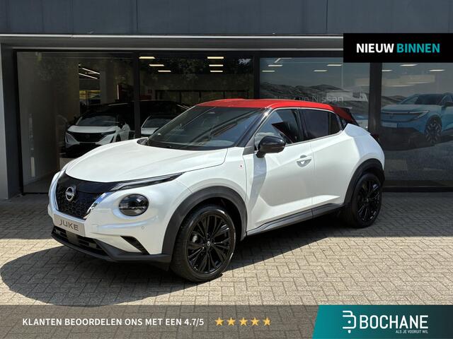 Nissan JUKE 1.6 Hybrid Redline Edition NIEUW UIT VOORRAAD LEVERBAAR | Parkeersensoren voor- en achter | Lederen bekleding | Stoelverwarming | Adaptieve Cruise Control | Stuur- en voorruitverwarming | Navigatiesysteem | Redline Edition | 10 jaar fabrieksgarantie