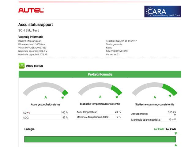 Nissan LEAF e+ Tekna 59 kWh / SOH 100% / Navigatie / Apple Carplay/Android Auto / Achteruitrijcamera / Bose audio / Stoel-/Stuurverwarming /