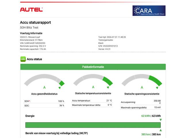 Nissan LEAF e+ Tekna 59 kWh / SOH 100% / Navigatie / Apple Carplay/Android Auto / Achteruitrijcamera / Bose audio / Stoel-/Stuurverwarming /