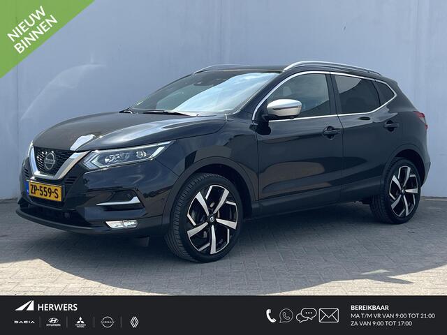 Nissan QASHQAI 1.3 DIG-T Tekna + / Trekhaak (Trekgewicht 1.500kg) / Panorama-dak / 360° Camera / Stoelverwarming voor / Apple Carplay & Android Auto / Cruise- en Climate Control / Keyless Entry & Start / Navigatie full map / Elektrisch verstelbare voorstoelen met geheug