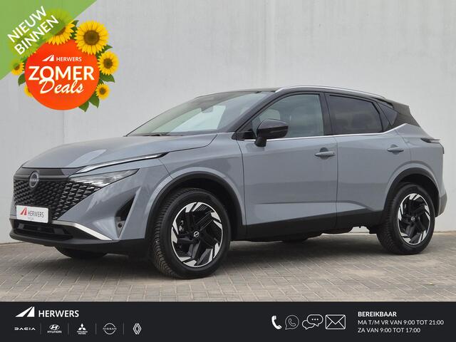 Nissan QASHQAI 1.3 MHEV Xtronic N-Connecta Automaat / HUD / Nieuw Model / Facelift / Design Pack / Cold Pack / Allseason banden / Trekgewicht 1800 kg / Stuur-, Stoel en Voorruitverwarming / Elektrische achterklep /Rondomzicht camera / Adaptief CC /