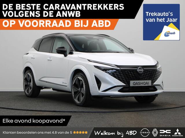 Nissan QASHQAI N-Design + Panoramisch glazen dak + Cold Pack e-Power 190 | 12.3" TFT digitale cockpit | Audiosysteem met DAB, Apple Carplay & Android Auto, USB-aansluiting, stuurwielbediening en 6 luidsprekers | Blind Spot Warning & Intervention (BSW + BSI)