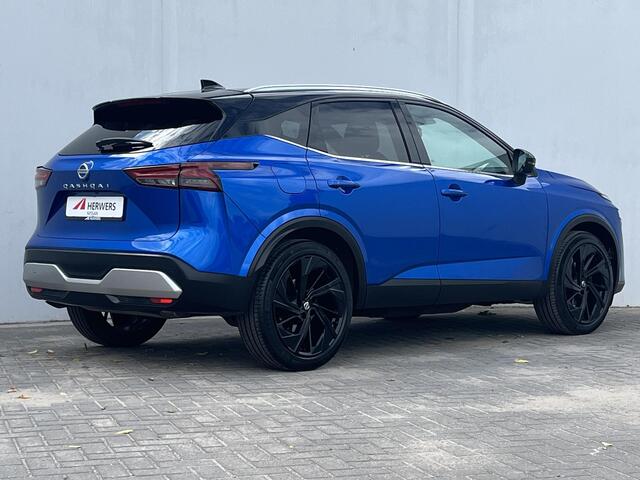Nissan QASHQAI 1.3 MHEV Xtronic Tekna Plus Automaat / Cold pack / Panoramadak / HUD / Stuur-, Stoel en voorruitverwarming / Rondomzicht camera / Voorstoelen met massage / Elektrische achterklep / Adaptief CC / Apple Carplay Android Auto /
