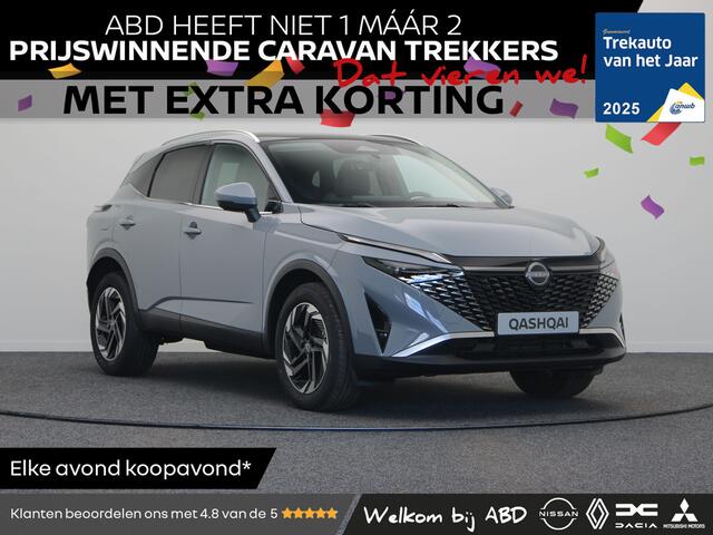 Nissan QASHQAI N-Connecta + Panoramisch glazen dak + Cold Pack Mild-Hybrid 158 Xtronic | 12.3" TFT digitale cockpit | Audiosysteem met DAB, Apple Carplay & Android Auto, USB-aansluiting, stuurwielbediening en 6 luidsprekers | Blind Spot Warning & Intervention (BSW + BSI
