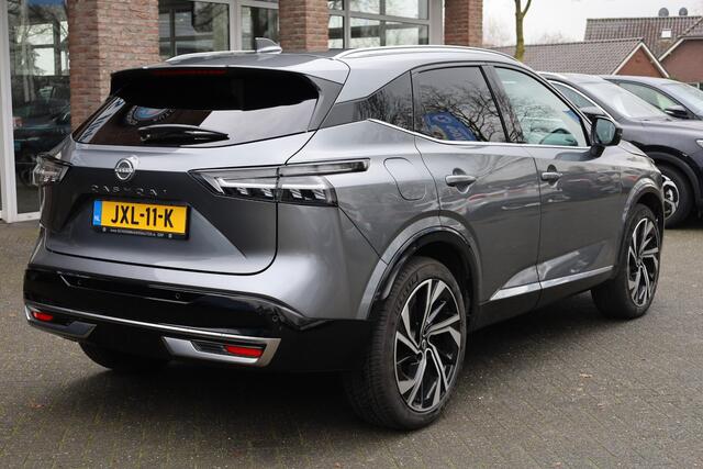 Nissan QASHQAI 1.3 MHEV Xtronic Tekna Plus HUD PANO BOSE LEER+ALCANTARA MEMORY ACC PRO-PILOT MASSAGE CARPLAY 360-CAMERA RUIT/STUUR/STOELVERWARMING DAB 20"LMV 2xKEYLESS ELEK.KLEP DODEHOEK/VERKEERSBORDDETECTIE ENZ.