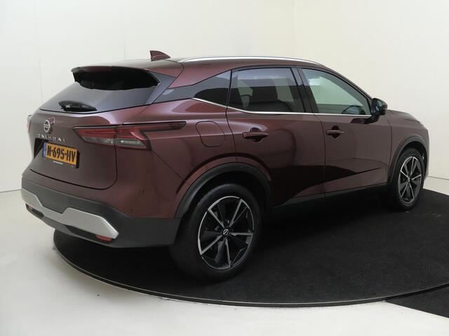 Nissan QASHQAI 1.3 MHEV Xtronic Tekna Design Pack | airco automatisch | Apple Carplay/Android | cruise control adaptief met Stop&Go en stuurhulp | dodehoekdetectie met correctie | file assistent | lederen/stof bekleding | lichtmetalen velgen 19" | matrix LED koplampen 