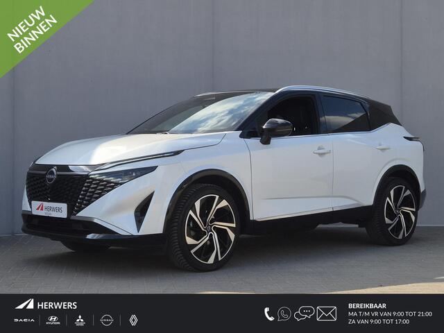 Nissan QASHQAI 1.3 MHEV Xtronic Tekna Plus / Facelift Model / Fabrieksgarantie tot 01-2028 / Dealer onderhouden / All season banden / Panoramadak / Trekgewicht 1800 kg / Head Up Display / Elektrische achterklep / Voorstoel met massage functie / Bose Audio Systeem / Stuu