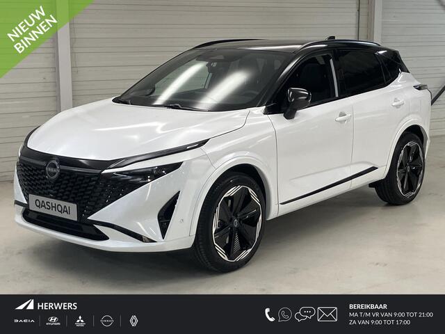Nissan QASHQAI 1.5 e-Power N-Design / ** ¤ 3.500 Voordeel ** Nieuw uit voorraad leverbaar ** / Panoramadak / Stoel- en Stuurverwarming / Verwarmde Voorruit / Leder/Alcantara Bekleding / Google Maps Navigatie / 360 Graden Camera / 20 Inch Wielen /