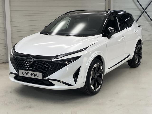 Nissan QASHQAI 1.5 e-Power N-Design / ** ¤ 3.500 Voordeel ** Nieuw uit voorraad leverbaar ** / Panoramadak / Stoel- en Stuurverwarming / Verwarmde Voorruit / Leder/Alcantara Bekleding / Google Maps Navigatie / 360 Graden Camera / 20 Inch Wielen /