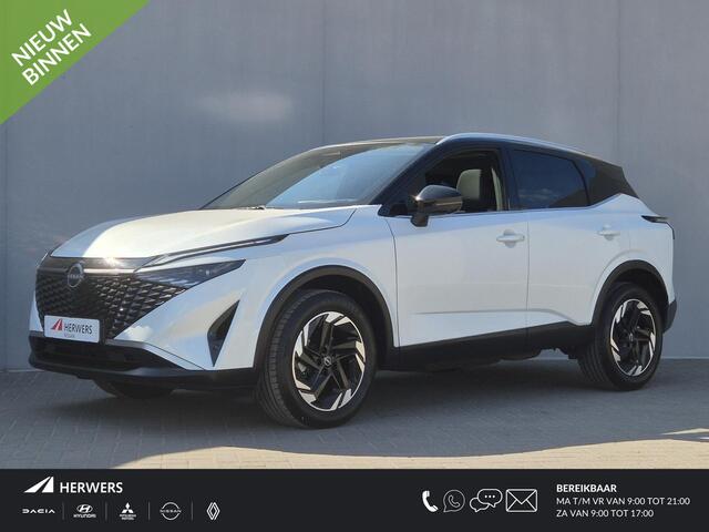 Nissan QASHQAI 1.3 MHEV Xtronic N-Connecta / Facelift Model / Fabrieksgarantie tot 04-2028<100.000 / Trekgewicht 1800 kg / Cold Pack & Pack Easy / Panorama dak / Head Up Display / Elektrische achterklep / Adaptief cruise control / Rondomzicht camera /