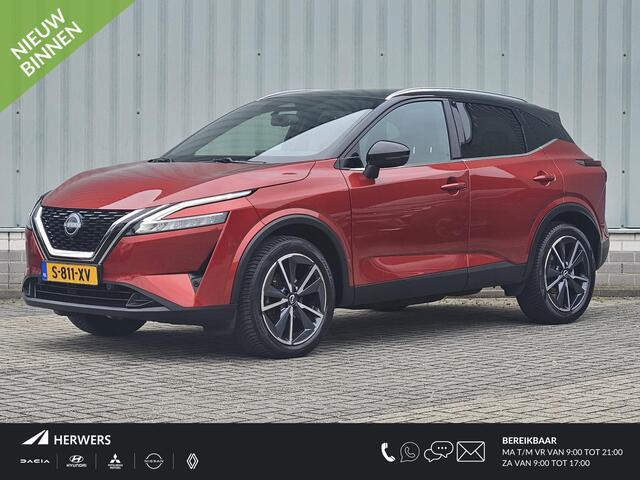 Nissan QASHQAI 1.3 MHEV Tekna / Trekhaak 1800KG / Adaptief Cruise Control / Panoramadak / Elektrisch Verstelbare Bestuurdersstoel / Head- Up Display / 360 Graden Camera / Elektrische Achterklep / Apple Carplay & Android Auto / Draadloze Telefoon Lader / Navigatie / Clim